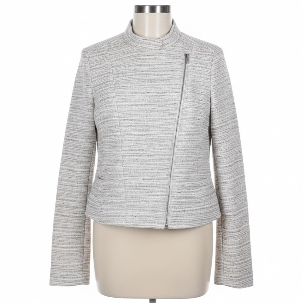 J.Crew Moto Jacket Womens 10 Pink Pepper‎ Tweed Asymmetric Zip Structured Edgy